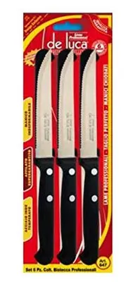 Immagine prodotto di Set coltelli da bistecca con lama in acciaio inox temperata 11 cm 6 pezzi manico polipropilene lavabili in lavastoviglie