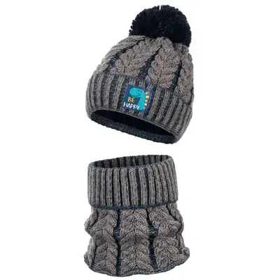 Produktbild von Jungen Wintermütze Strickmütze mit Schlauchschal Winterset, Braun