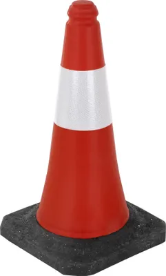 Produktbild von ECD Germany 1 Stück Verkehrskegel Pylone 51 cm, Rot-Weiß, Leitkegel mit schwerem Fuß, Verkehrsleitkegel mit weißen reflektierenden Streifen
