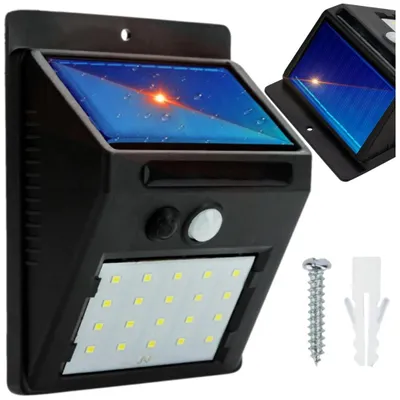 Zdjęcie produktu dla Lampa solarna led 20 LED z czujnikiem ruchu i zmierzchu zewnętrzna ogrodowa IP65 6 W 6000 K