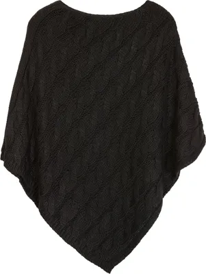 Produktbild von styleBREAKER Damen Zopfstrick Poncho  Italy | Grobstrick Umhang mit Rundhalsausschnitt | Ärmelloser Strickponcho in dreieckiger Passform