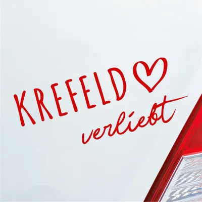Produktbild von Auto Aufkleber Krefeld verliebt Herz Stadt Heimat Liebe Car 19x8 cm Rot Sticker Heckscheibenaufkleber