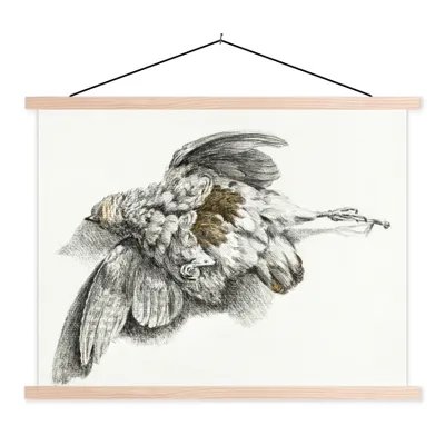 Produktbild von MuchoWow® Textilposter Toter Vogel - Gemälde von Jean Bernard 150x113 cm mit holzfarbenen Rahmen - Poster