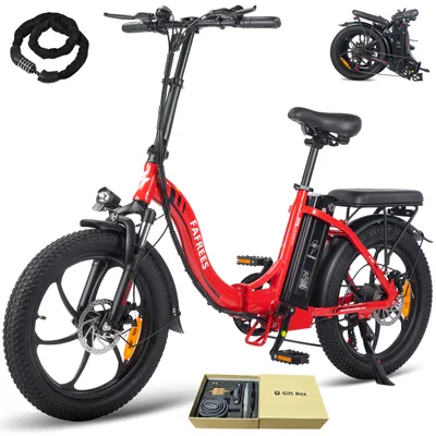 Produktbild von E-bike klapprad 20 Zoll Rostfreie Aluminiumlegierung Wasserdicht IPX5 36 V 16 Ah 576 Wh bis zu 100 - 130 km Citybike 7 Gang, Rot