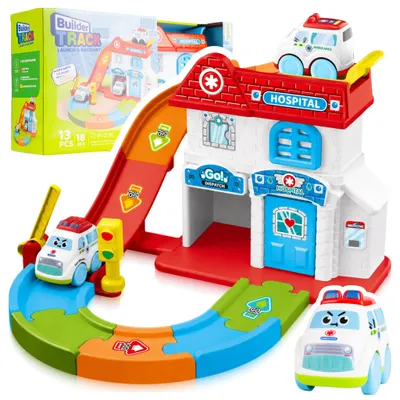 Produktbild von Malplay Autobahn Für Kinder Krankenhaus Krankenwagen Auto Rutsche 13 Teile ab 18 Monaten Geschenk