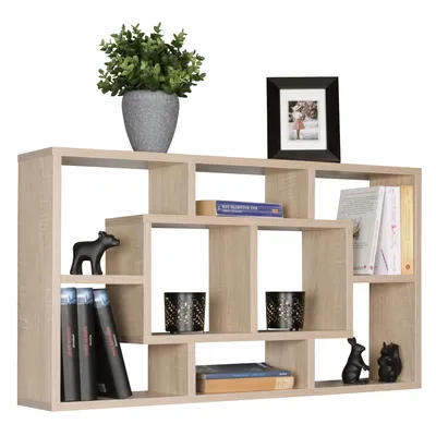 Produktbild von WOHNLING Wandregal PAOLA sonoma 85 x 47,5 x 16 cm MDF-Holz Hängeregal modern Design Wandboard freischwebend Holzregal offen zum Hängen