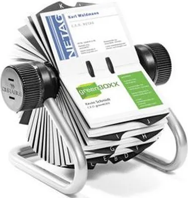 Produktbild von Visitenkarten-Rollkartei Visifix 400 Karten 195x135x165mm silber Packung mit 8 Stück
