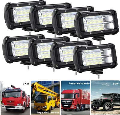 Produktbild von NAIZY 8x LED Arbeitsscheinwerfer 72W LED Zusatzscheinwerfer Offroad Scheinwerfer 10-30V 6000K Arbeitslicht Wasserdicht IP67