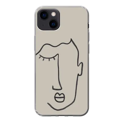 Produktbild von MuchoWow® Handyhülle Schutzhülle Hülle für iPhone 13 Auge - Abstrakt - Strichzeichnung Silikon Softcase Handy Hülle - Karteninhaber
