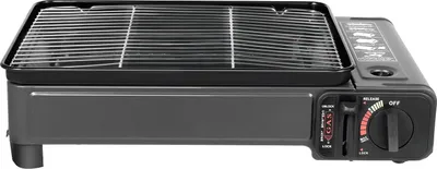 Produktbild von Tragbarer Campinggrill - Gasgrill/Gaskocher - Butan/LPG - 0,25–0,3 MPa - 41,5×28×11 cm - Für Butan-Kartusche 6,5×19,5 cm - Schwarz