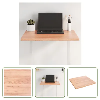 Immagine prodotto di The Living Store Piano del tavolo 60x60x2 cm in legno massiccio di rovere trattato bordo albero
