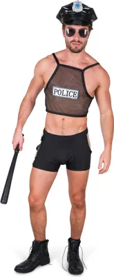 Immagine prodotto di Costume da poliziotto malizioso da uomo costume da poliziotto da uomo nero - XL