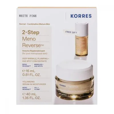 Produktbild von Korres White Pine 2-Step Meno Reverse White Pine Volumizing Serum-in-Moisturizer Day Cream, 40ml & Gift Deep Wrinkle Plumping + Age Spot Facial Serum, 15ml, 1 Set