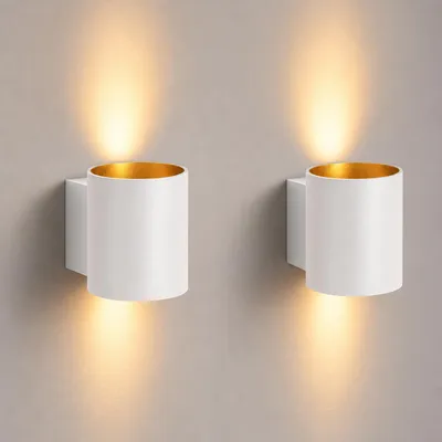 Produktbild von SSC-LUXon TUANI 2er Set Wandlampe Innen weiß gold - moderne Wandbeleuchtung Up Down im Retro Design mit 1x G9 Fassung 230 V