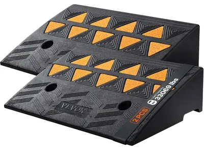 Productafbeelding van VEVOR 2x Drempelhelling, volledig van rubber, drempelhelling met een maximale draagkracht tot 15 ton, stoephelling, afmetingen 48,3x33x12,7 cm, rolstoelhelling, oprijhelling, rubberen helling. Ideaal voor oneffen ondergrond en stoepranden