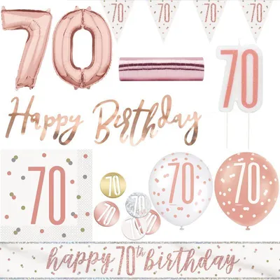 Produktbild von 70. Geburtstag Deko roségold Party Dekoration Set Frau Set Geburtstagsdeko Jubiläum