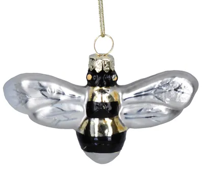Glas-Hummel-Deko, 8 x 5,5 x 2 cm, gold-schwarz