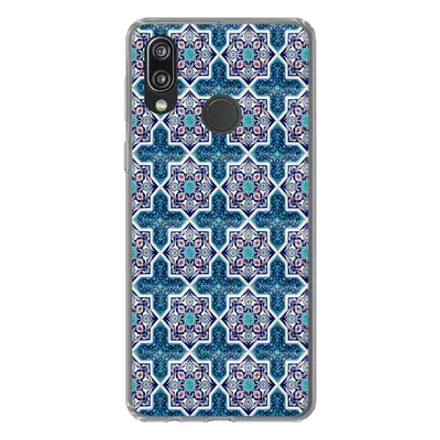 Produktbild von MuchoWow® Handyhülle Schutzhülle Hülle für Huawei P20 Lite (2020) Ein marokkanisches Mosaikfliesenmuster, bei dem hauptsächlich die Farbe Blau verwendet wird Silikon Softcase Handy Hülle - Kartenhalter