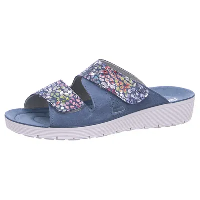 Produktbild von Rohde 1403 Roma Damen Pantoletten Clogs Weite F1/2 Leder, Größe:39 EU, Farbe:Blau