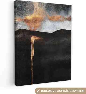 Obrázek produktu pro OneMillionCanvasses® - Obrazy na plátně - abstraktní - zlatá - elegantní - černá - šedá, nástěnné umění, nástěnné dekorace Obývací pokoj, 60x80cm