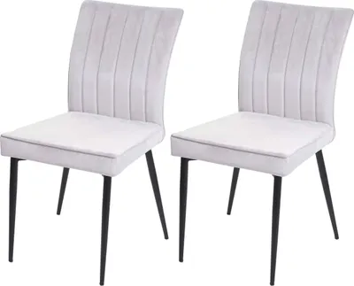 Immagine prodotto di set di 2 sedie per sala da pranzo HWC-K16, sedia da cucina, metallo vellutato ~ grigio chiaro