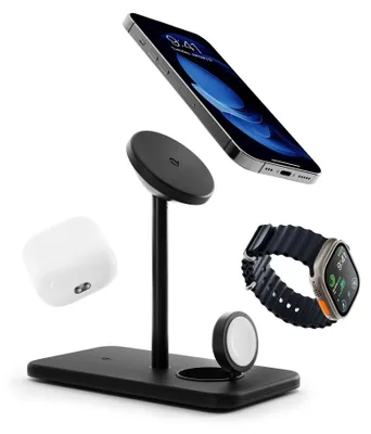 Produktbild von Twelve South HiRise 3 Deluxe 3-in-1 Wireless Charger – schwarz