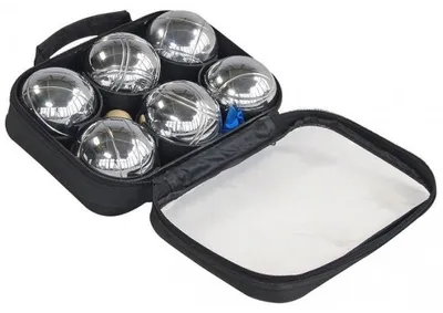 Image de Sacoche de 6 boules de petanque chromees loisirs - jeu d'adresse - plein air