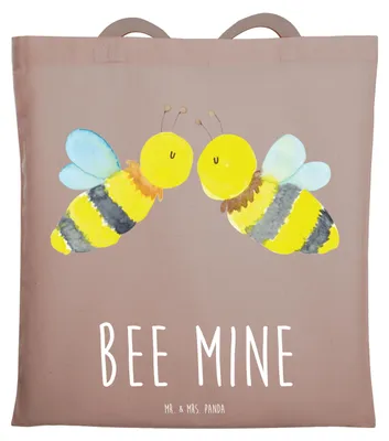 Produktbild von Mr. & Mrs. Panda Schultasche Biene Liebe - Braun Pastell - Geschenk, Tasche, dokumententasche, Tote Bag, Jutebeutel, Büchertasche
