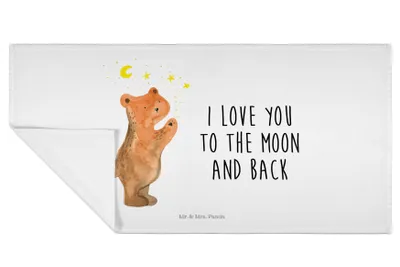 Produktbild von Mr. & Mrs. Panda Handtuch Verliebter Bär - Weiß - Geschenk, Partner, Flauschtuch, gesichtshandtuch, kleines, To The Moon And Back, Verliebte, Teddy, 50x100, baumwolle