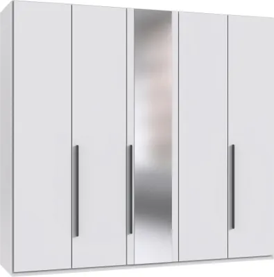 Produktbild von Drehtürenschrank >LONDON< in WEISS / SPIEGEL - 225x208x58cm (BxHxT)