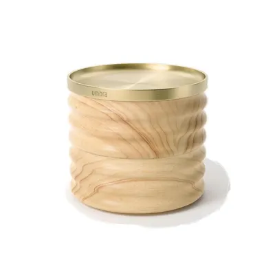 Produktbild von Stapelbare Schmuckbox aus Holz mit Samt und Metalldeckel natur/messing
