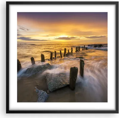 Produktbild von Gerahmtes Poster - Schwarzer Rahmen - baltisch meer Mole Landschaft - 50x50 cm - Wand Bild - Wanddeko - Wandbilder - Wandposter - Bilderrahmen - Bilder - Kunstdruck - Wandbild - P2BAC50x50-3092