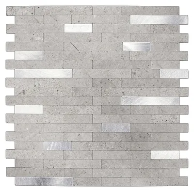 Produktbild von 3D Wandaufkleber - Selbstklebende Fliesenaufkleber Küche & Bad - Wasserfeste Komposit Wandpaneele - 30,5 x 30,5 cm. Grau