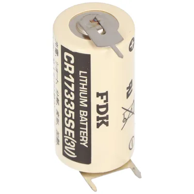Produktbild von CR17335SE Lithium Batterie mit 3er Print Anschlüssen, 1er Print auf +Pol, 2er Print auf -Pol, Rastermaß 10mm