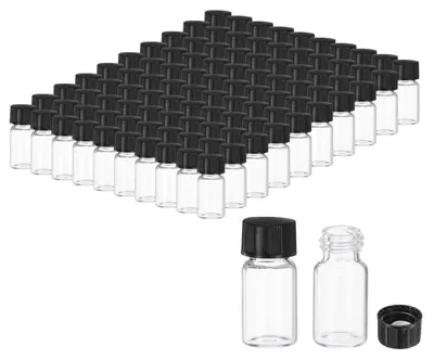 Glasfläschchen 2 ml, 100 Stück, durchsichtig, mit Schraubdeckel, für Labor
