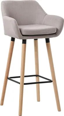 Produktbild von CLP Barhocker Grant Stoffbezug Gestell aus Buchenholz bis 150 kg mit Fußstütze taupe