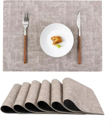 Produktbild von Platzset Abwaschbares Tischset, beidseitig rutschfest, hitzebeständig, grau (6-St), 6er-Packung,Beidseitig verwendbar, knitterarm