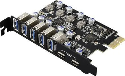 Obrázek produktu pro Renkforce RF-6613198 5+2 portová karta řadiče USB 3.2 Gen 1 USB-A (USB 3.0), USB-C® (USB 3.2 Gen 1) PCIe x1 (RF-6613198)