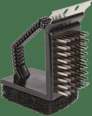 Produktbild von Grillreinigungsbürste EUROHOME 3-seitige Grillbürste mit langlebigen Borsten, Kochfeldscharber und Bürste mit Griff  12x10cm