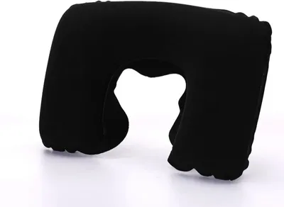 Produktbild von Aufblasbares Kissen - Nackenkissen in Schwarz - Nackenhörnchen - Reisekissen - Campingkissen