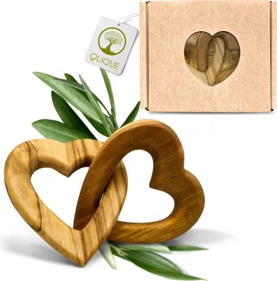 Produktbild von Verbundenes Herz aus Olivenholz – Symbol der Liebe und Verbundenheit (5cm)
