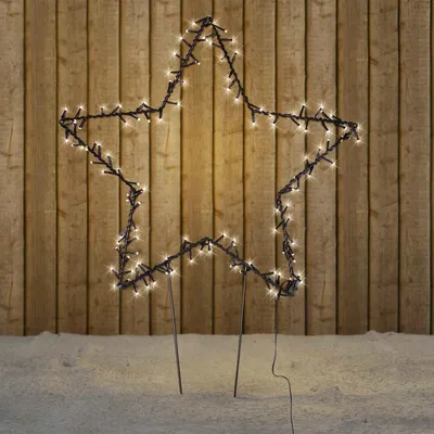 XXL LED Weihnachtsstern Weihnachtsbeleuchtung Gartenstecker warmweiß 140 LED's