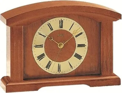 Immagine prodotto di AMS 5138/9 Orologio da tavolo da mantello radiocontrollato in legno color ciliegio con vetro orologio da tavolo radiocontrollato