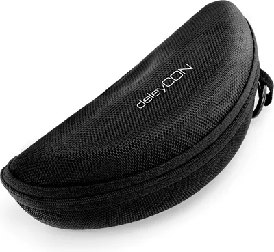 Produktbild von deleyCON Brillenetui Hardcase Hartschalen Etui Brillentasche Brillenbox Hardcover Tasche Sportbrillen Fahrradbrillen Brillen Lesebrillen Sonnenbrillen Brillenputztuch - Schwarz