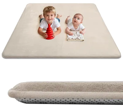 Produktbild von Spielmatte 127 x 127 cm, 3 cm dick, rutschfeste Unterseite, beige, für Kinderzimmer