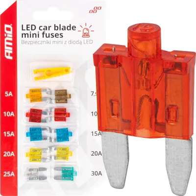 Obrázok produktu pre Mini poistky do auta s LED indikátorom 10 kusov AMIO-04340