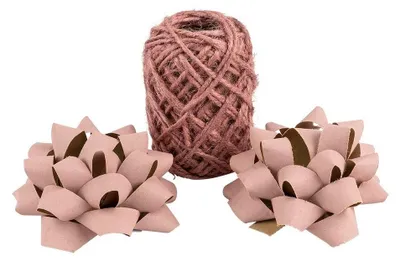 Geschenkband- und Schleifen-Mix, Jute & Kraftpapier, 2 Schleifen, 1 Band, Rosa