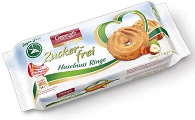 Produktbild von Coppenrath Zuckerfrei Haselnuss Ringe Spritzgebäckringe 200g
