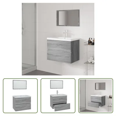 Produktbild von The Living Store Badmöbel-Set Grau Sonoma Holzwerkstoff