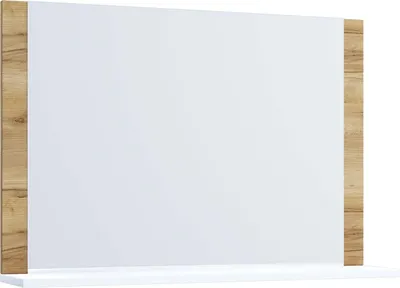 Image de VCB10 Maxi Armoire de toilette murale avec miroir avec 1 tablette de rangement, imitation chêne miel, blanc.